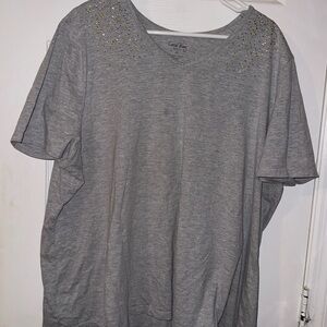 Coral Bay Gray Short Sleeve Tee with Gold Accents